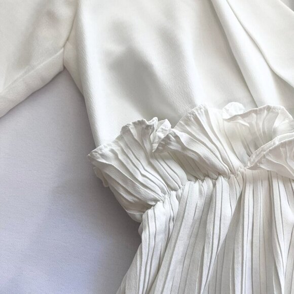 PRETTYLITTLETHING WHITE FRILL DETAIL PLEATED SKATER DRESS - - Picture 10 of 11